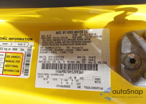 2017 Ford Mustang Gt Premium z USA, uszkodzony, nr VIN 1FA6P8CF0H5209361